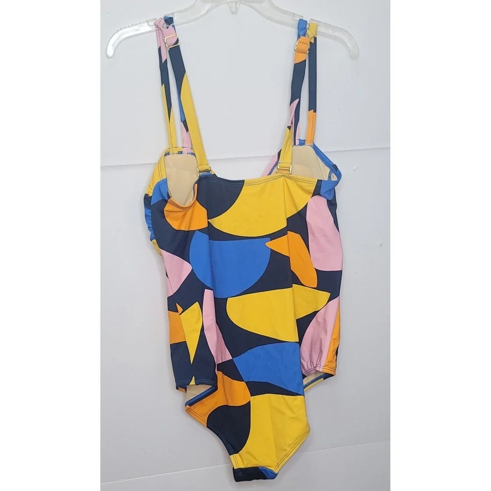 Eloquii One Piece Swimsuit Womens 18 Multicolor Abstract Keyhole Vacation Summer